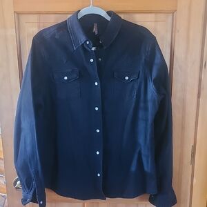 Stetson Womens Black Denim Button Down Shirt